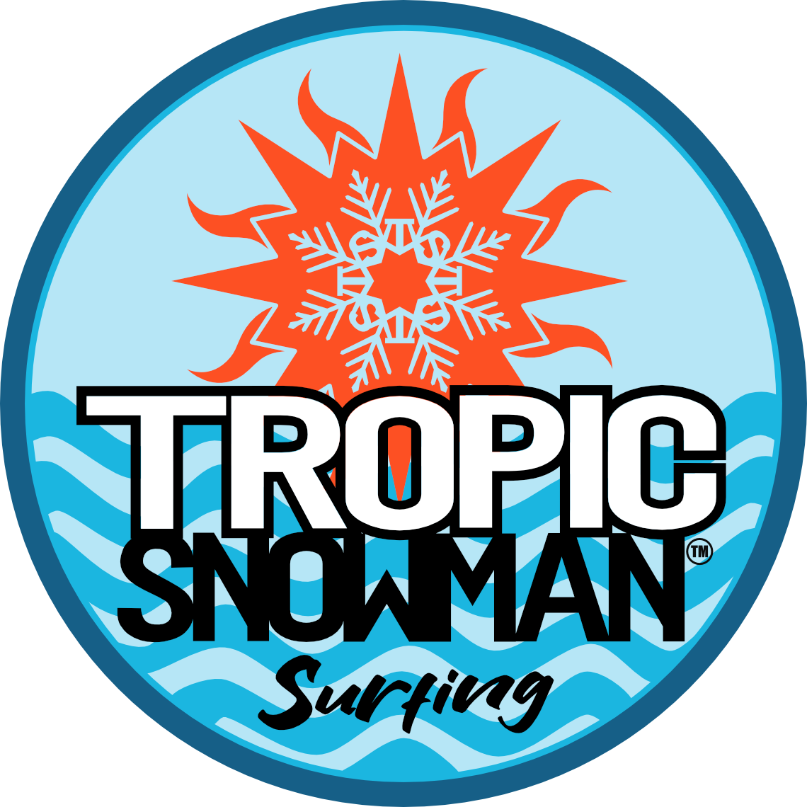 Tropic Snowman Surfing Art Merchandise Shop